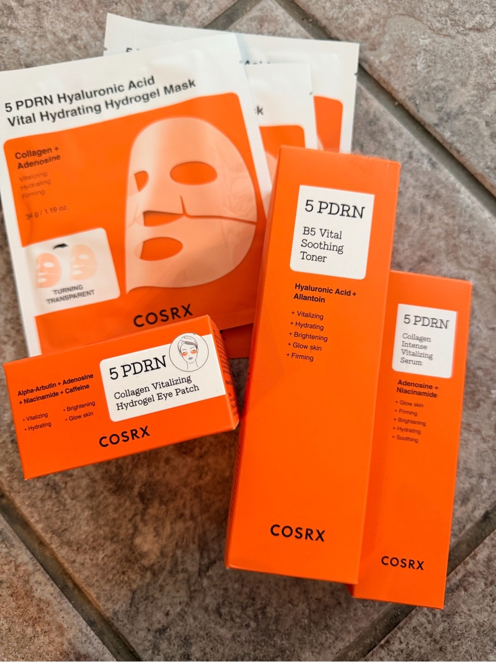 COSRX 5 PDRN B5 Vitalalizing Toner, Serum, Eye Patches and 3 Face masks